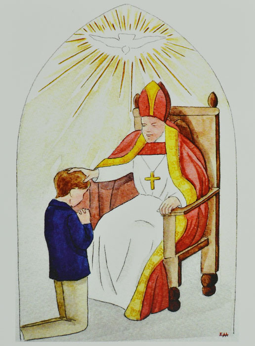 Cartolina di Cresima Maschio - Spirito Santo e Vescovo (pic 2)