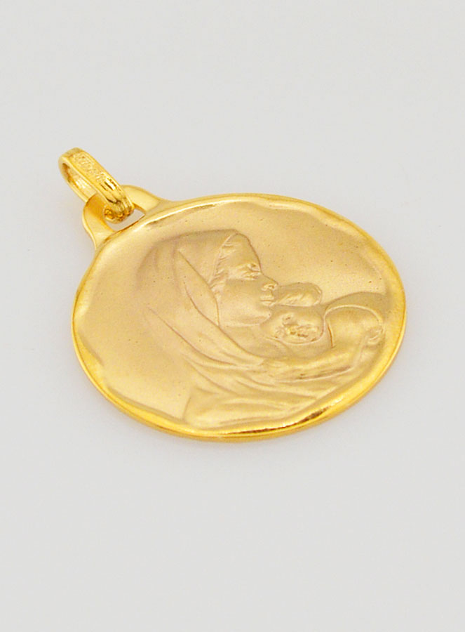 Medaglia di Battesimo Vergine con Bambino Gesù in Oro (pic 3)