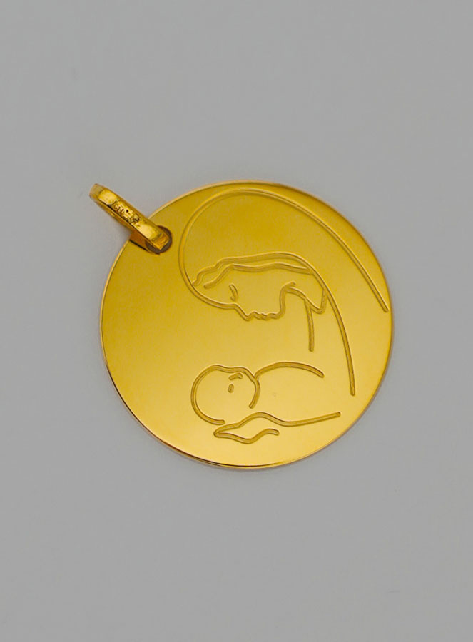 Medaglia Vergine con Bambino in Oro 9 Carati (pic 2)