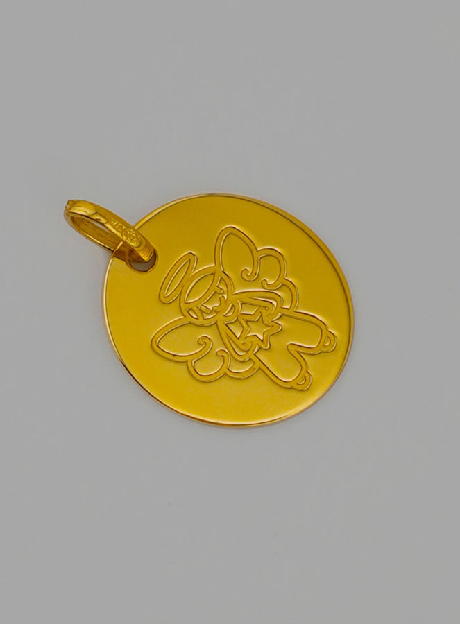 Medaglia Angelo Custode Modello Maschio in Oro 375/1000 (pic 2)