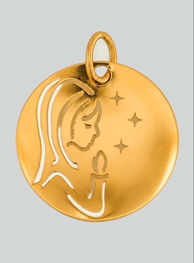 Medaglia Vergine in Preghiera con Stelle in Oro 9 Carati (pic 3)