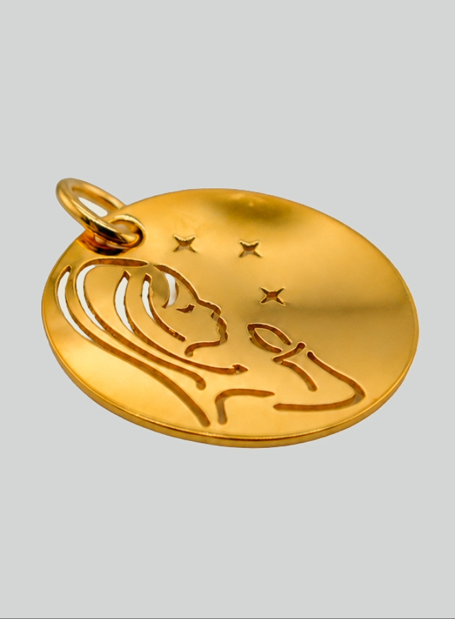 Medaglia Vergine in Preghiera con Stelle in Oro 9 Carati (pic 4)