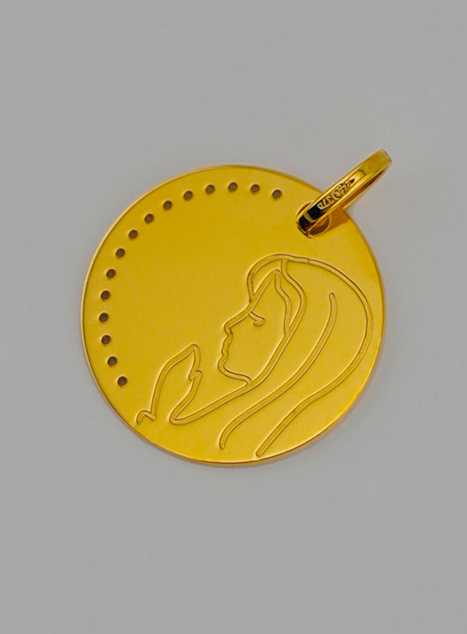 Medaglia Vergine Maria In Preghiera in Oro 9 Carati (pic 3)
