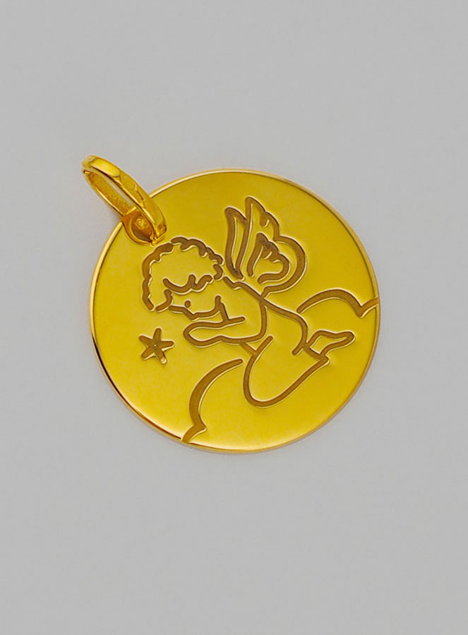 Medaglia Angelo Custode in Preghiera in Oro 375/1000 (pic 2)