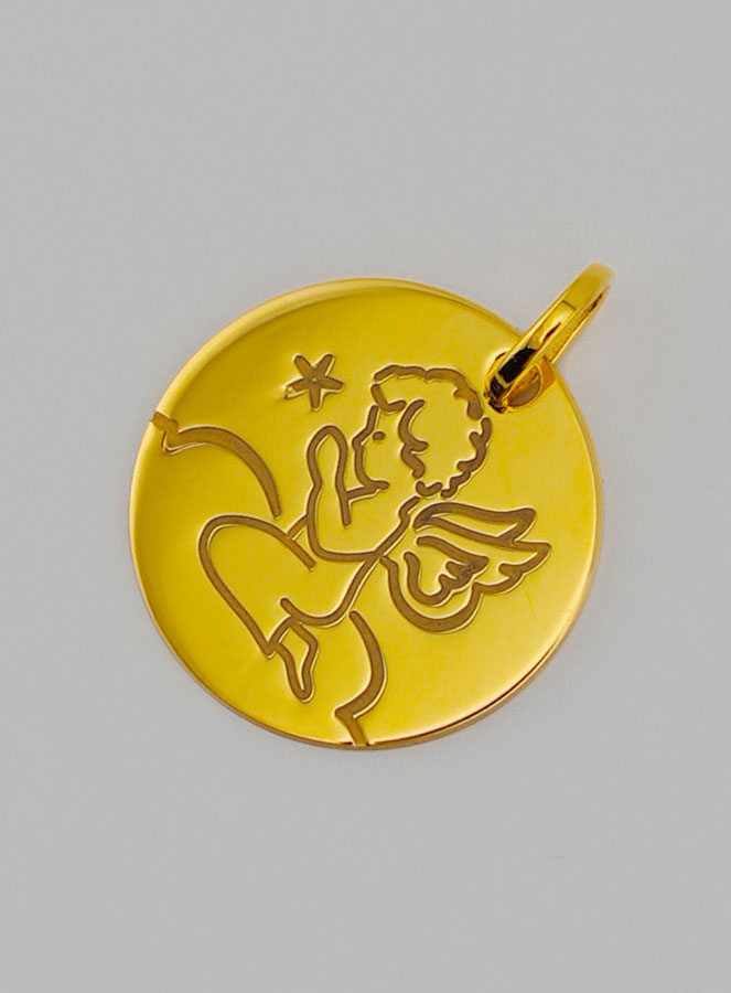 Medaglia Angelo Custode in Preghiera in Oro 375/1000 (pic 3)