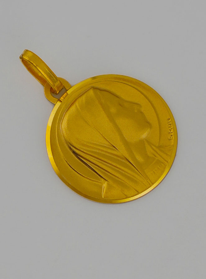 Medaglia Vergine Maria con Velo Profilo in Oro (pic 2)