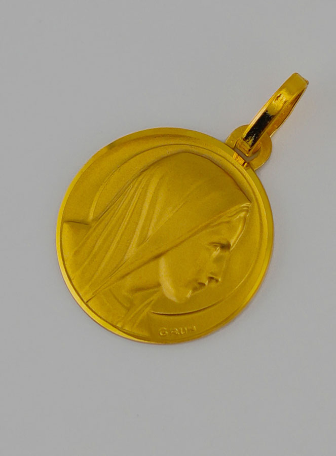 Medaglia Vergine Maria con Velo Profilo in Oro (pic 3)