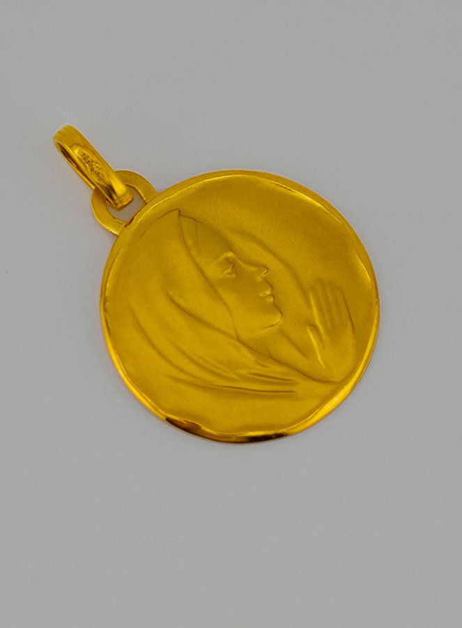 Medaglia Vergine Maria con Velo Profilo Destro in Oro (pic 2)