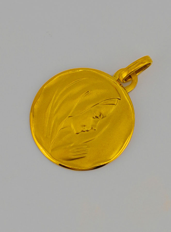 Medaglia Vergine Maria con Velo Profilo Destro in Oro (pic 3)