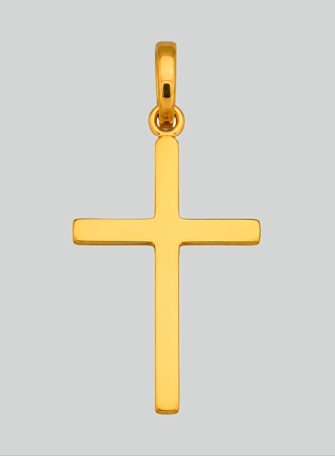 Ciondolo Croce Striata in Oro Giallo Massiccio (pic 3)