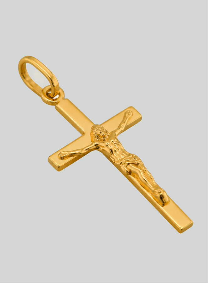 Croce di Battesimo in Oro Giallo Massiccio (pic 2)