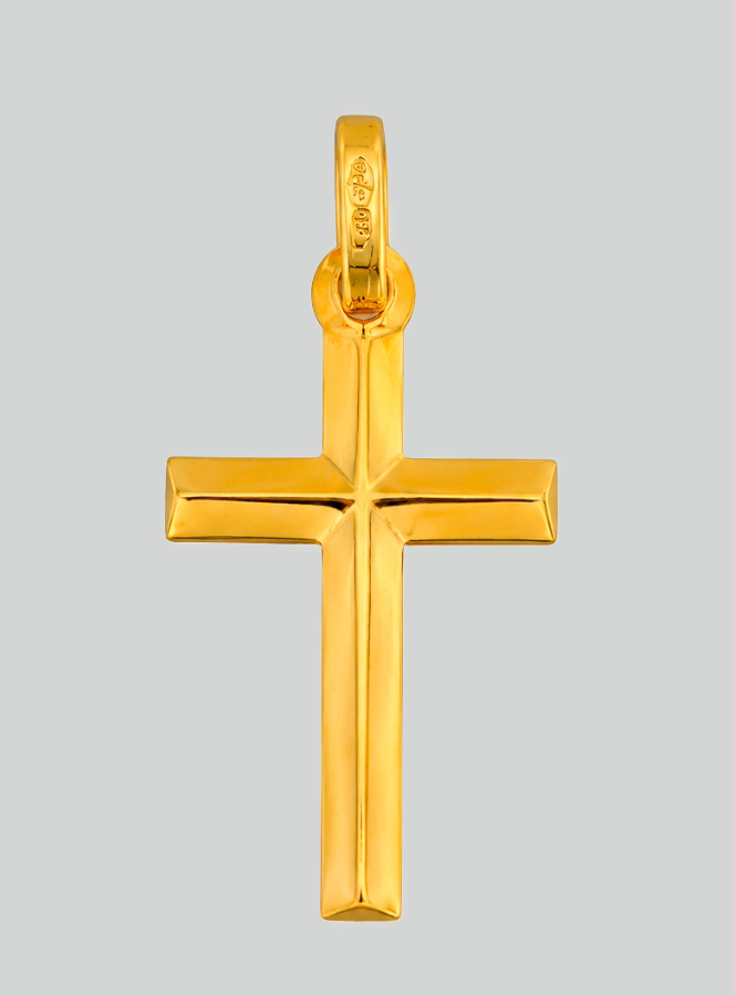 Ciondolo Croce in Rilievo in Oro Giallo Massiccio (pic 3)