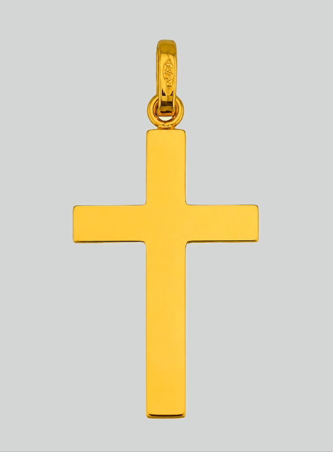 Ciondolo Croce di Cristo Scolpita - Oro Massiccio Giallo (pic 3)