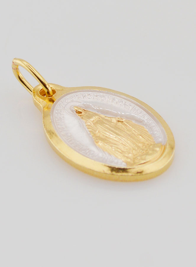 Medaglia Miracolosa Dorata Oro 24 Carati e Argento - 25mm (pic 3)