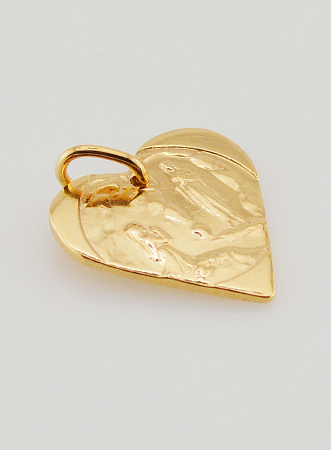 Medaglia Cuore Nostra Signora di Lourdes Dorata Oro 24 Carati (pic 3)