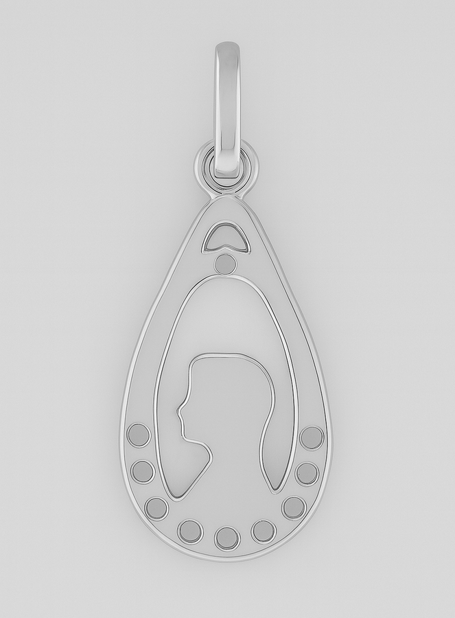 Ciondolo Goccia Vergine Maria - Diamanti Strass e Argento (pic 3)