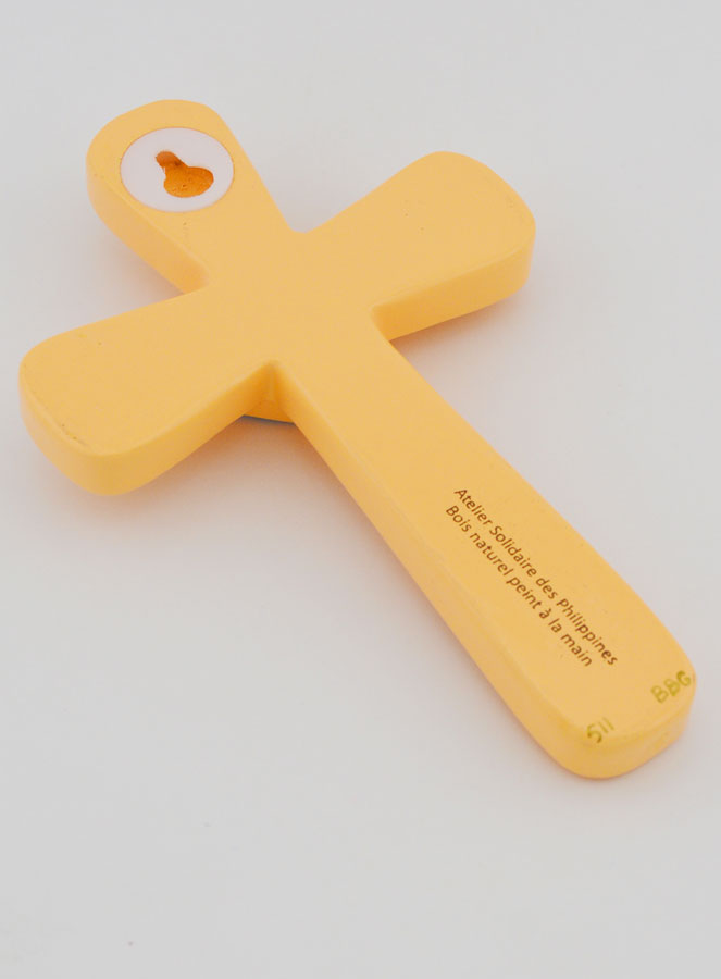 Croce Bambino Arancione e Cuore Blu - 15cm (pic 4)