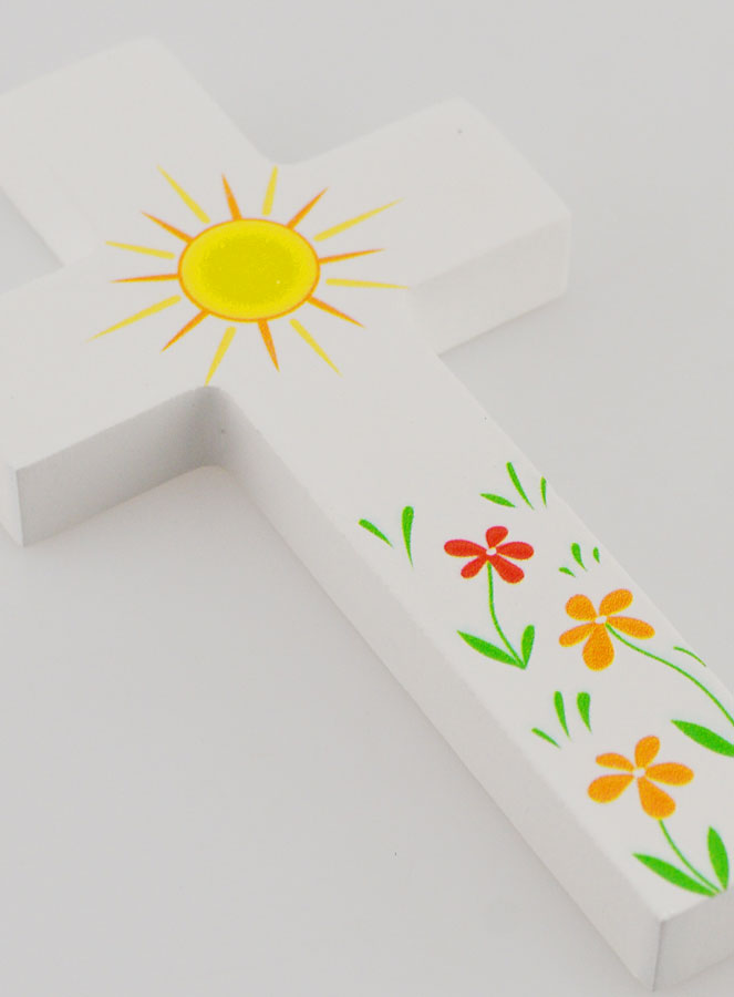 Croce Bambino in Legno - Sole d'Amore e Fiori (pic 3)