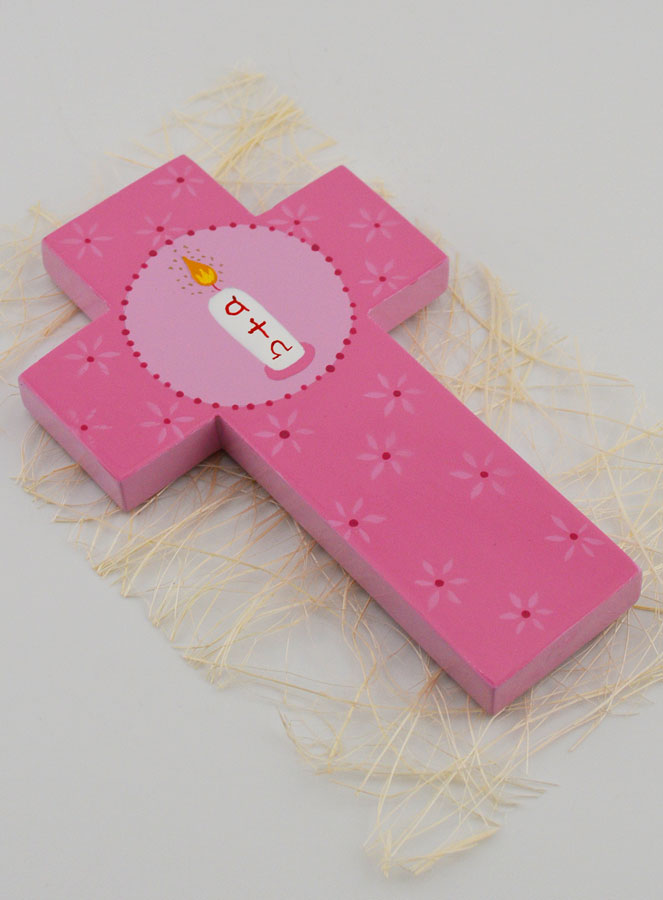 Croce di Legno Candela Alfa & Omega - Rosa (pic 3)