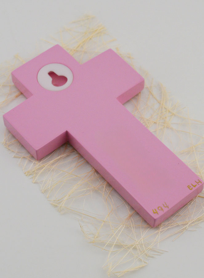 Croce di Legno Candela Alfa & Omega - Rosa (pic 4)