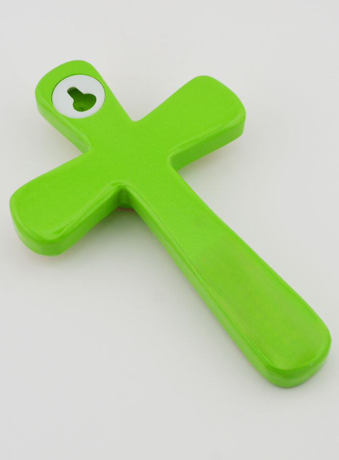 Croce in Legno Verde e cuore Rosa (pic 4)