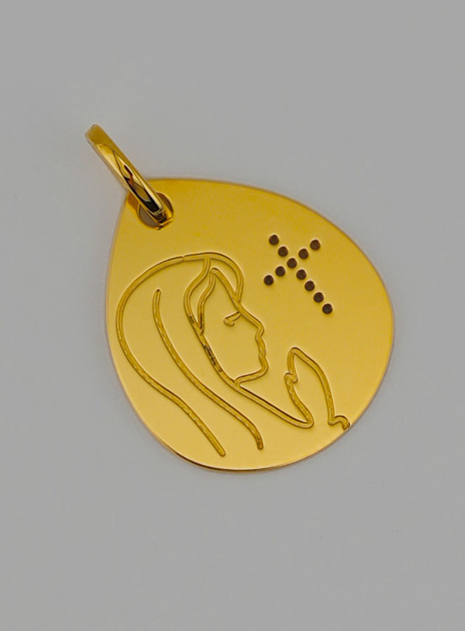 Medaglia Santa Vergine Con Velo et Croce in Oro (pic 2)