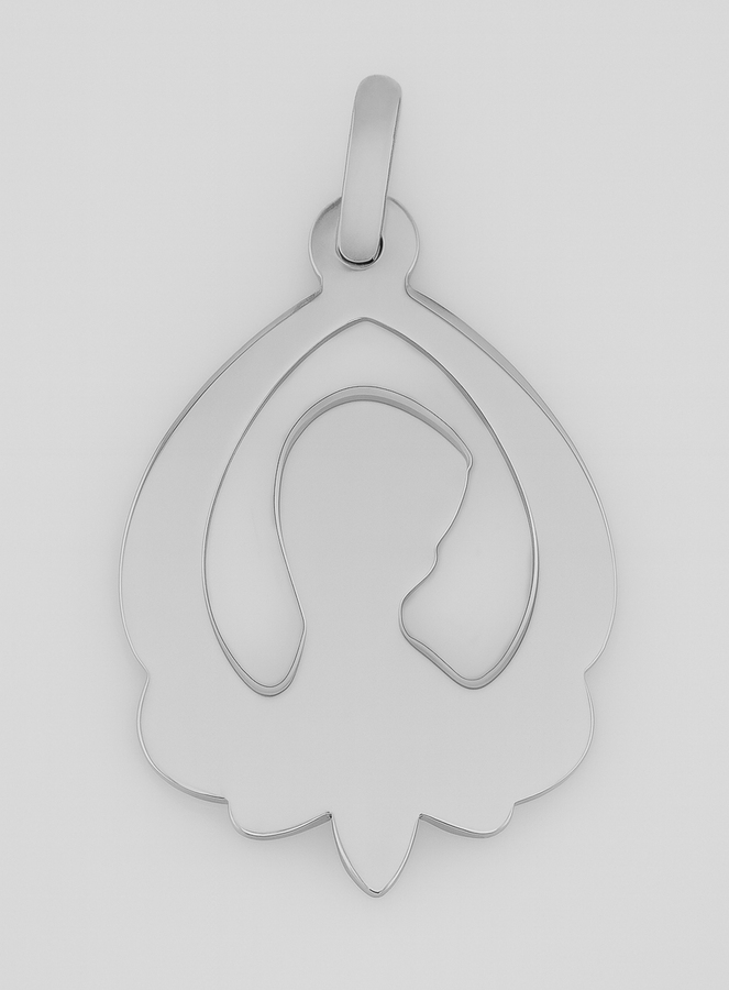 Medaglia Traforata Vergine con Velo in Argento Massiccio (pic 3)