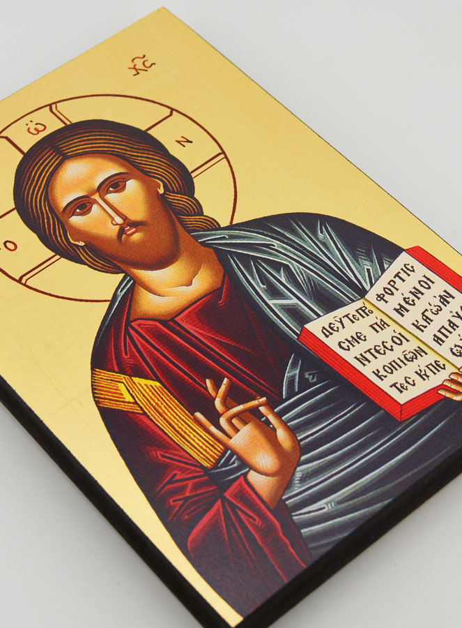 Icona Bizantina del Cristo Pantocratore - 20 cm (pic 3)