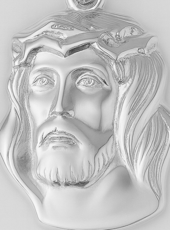 Medaglia Pepita Testa di Cristo Coronato di Spine - Argento 925/1000 (pic 2)