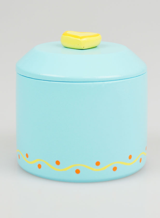 Scatola per Rosario in Legno - Blu con Cuore Giallo (pic 4)