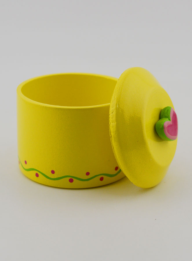 Scatola per Rosario in Legno -  Giallo con Cuore Rosa (pic 4)