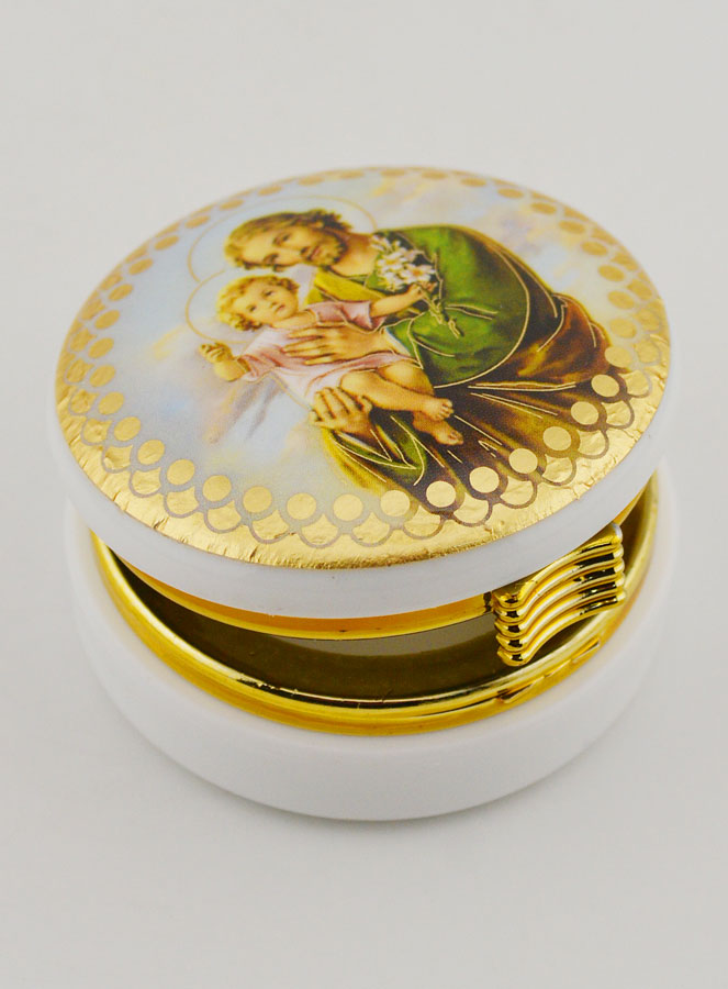 Scatola Portaostia Immagine San Giuseppe con Gesù Bambino - 5 cm (pic 4)