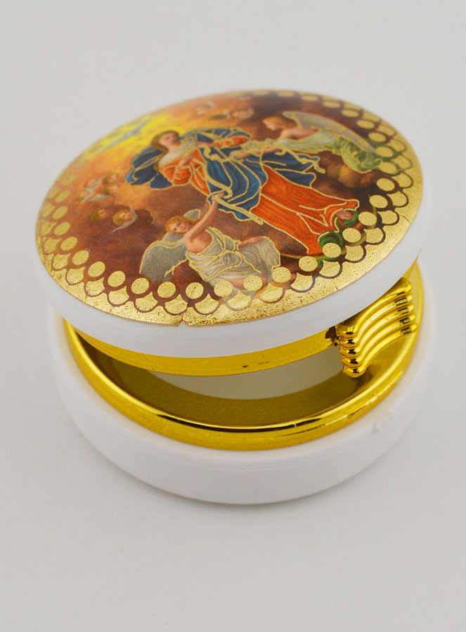 Scatola Portaostia Immagine Maria che Scioglie i Nodi - 5 cm (pic 4)