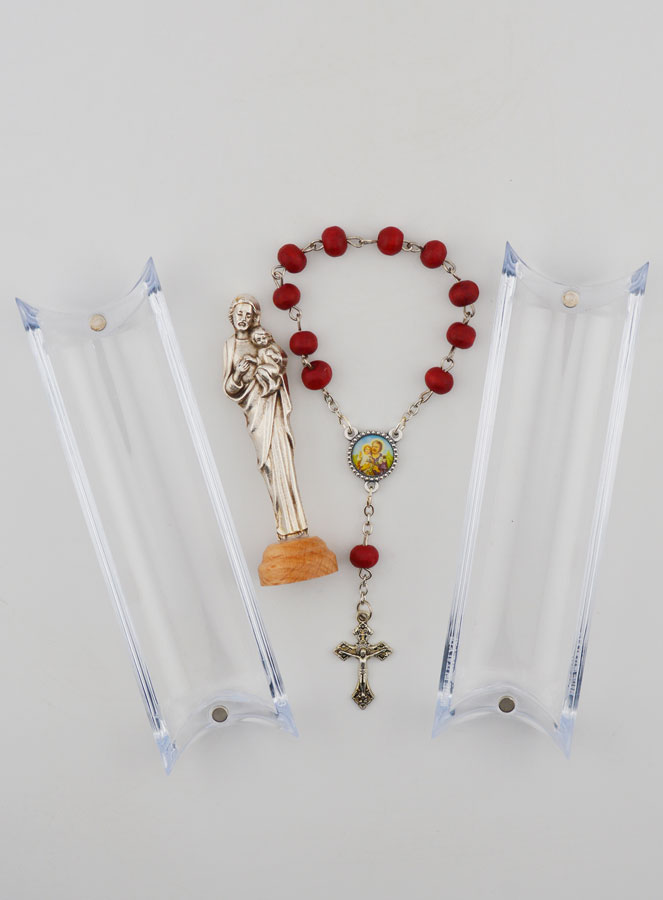 Statua San Giuseppe e Rosario Decina in Legno di Rosa (pic 4)