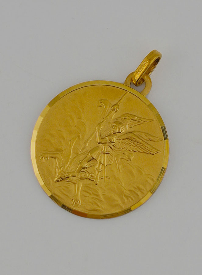 Medaglia San Michele Arcangelo in Oro Massiccio 18 k - 12 mm (pic 3)