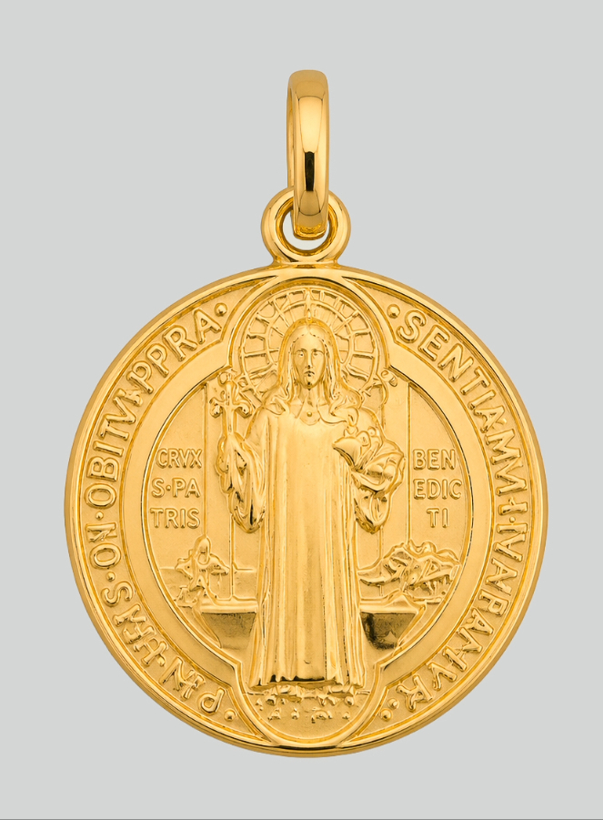 Medaglia San Benedetto Oro Massiccio 18k - 16 mm (pic 2)