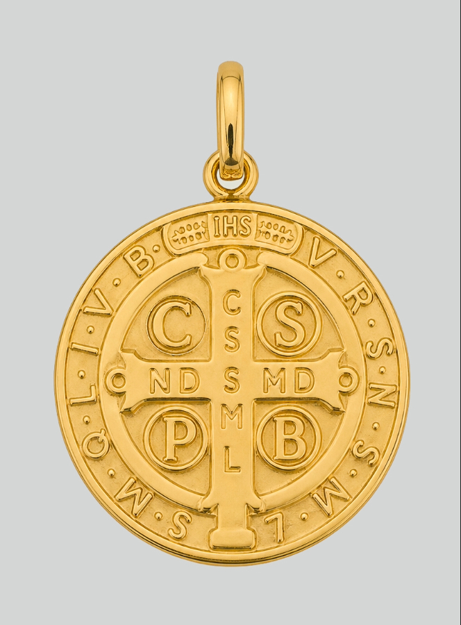 Medaglia San Benedetto Oro Massiccio 18k - 16 mm (pic 3)