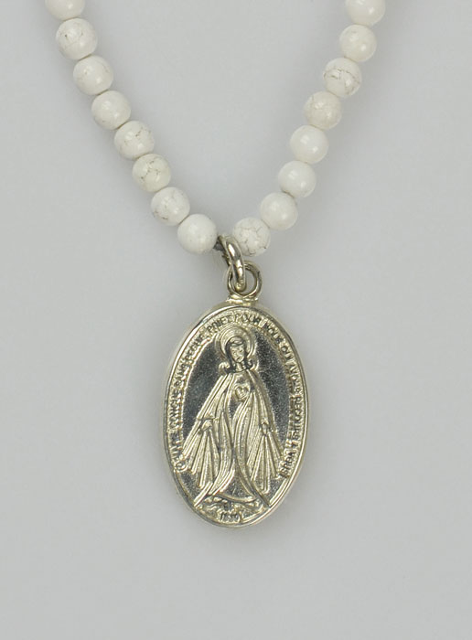 Collana Medaglia Vergine Miracolosa Argento - Perle Bianche (pic 2)