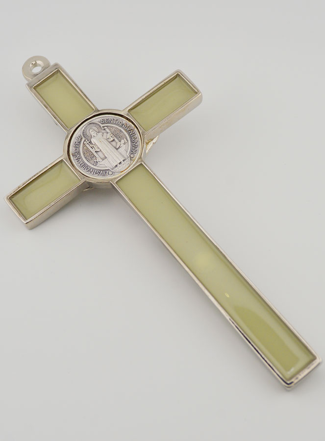 Grande Croce di San Benedetto Argentata & Fluorescente - 20 cm (pic 4)