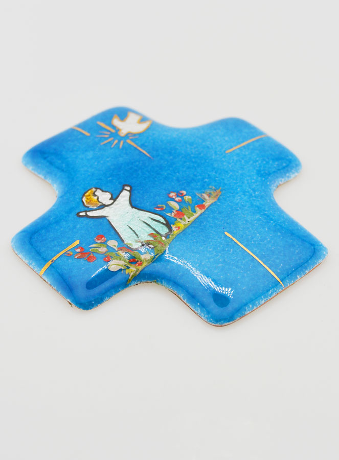 Croce Giardino del Santo Spirito in Smalti del Libano - Blu Turchese (pic 3)