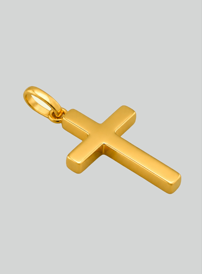 Ciondolo Croce di  Gesù Cristo - Oro Giallo Massiccio 18k (pic 2)
