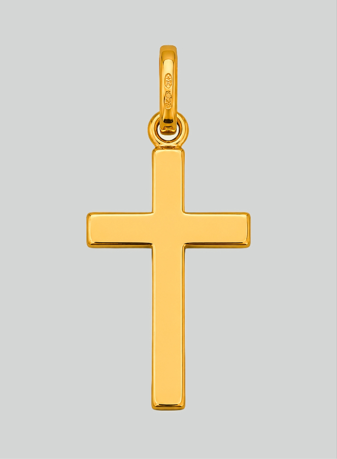 Ciondolo Croce di  Gesù Cristo - Oro Giallo Massiccio 18k (pic 3)