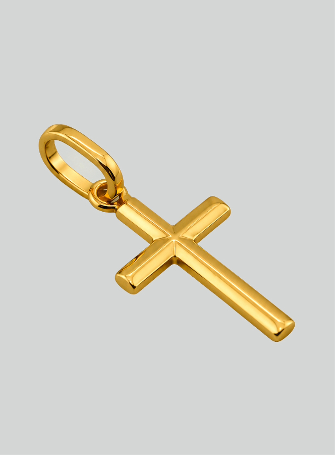 Ciondolo Croce di Gesù Cristo - Oro Giallo Massiccio 18k - 10mm (pic 2)