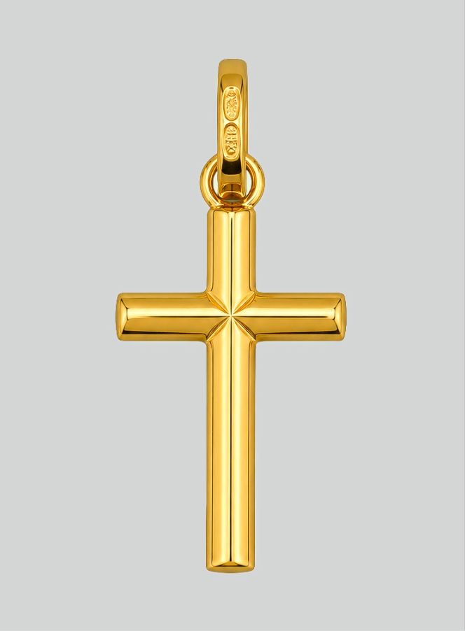 Ciondolo Croce di Gesù Cristo - Oro Giallo Massiccio 18k - 10mm (pic 3)