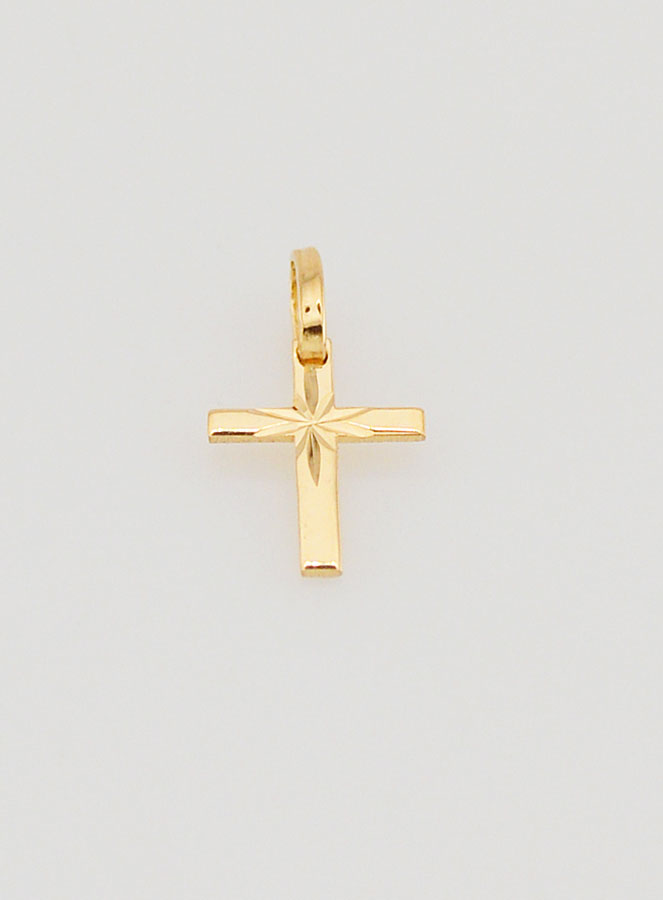 Ciondolo Croce Stella Guida - Oro  Massiccio 18k - 10mm (pic 2)
