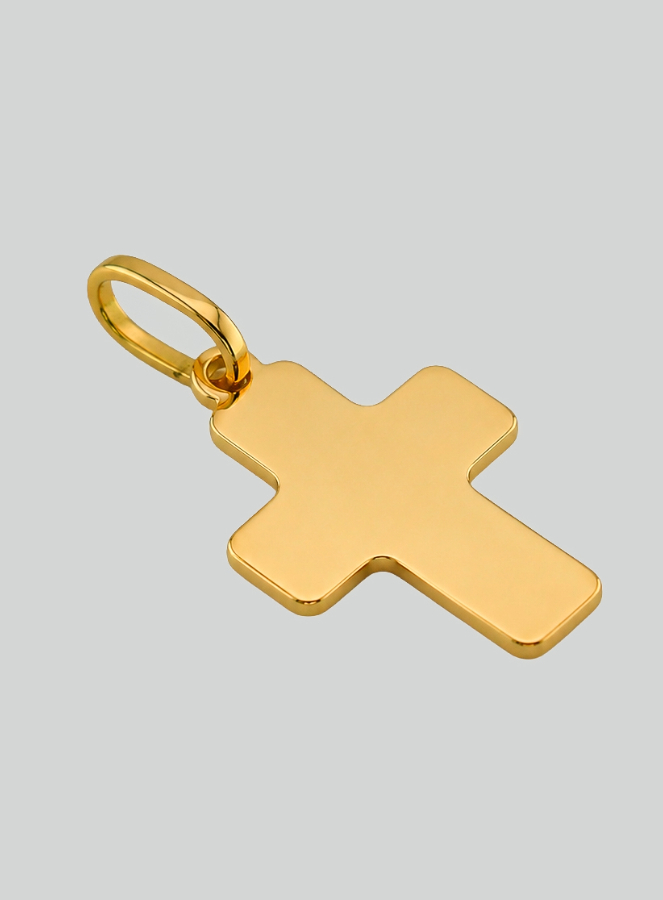 Ciondolo Croce Classica - 15mm - Oro Massiccio 18k (pic 2)