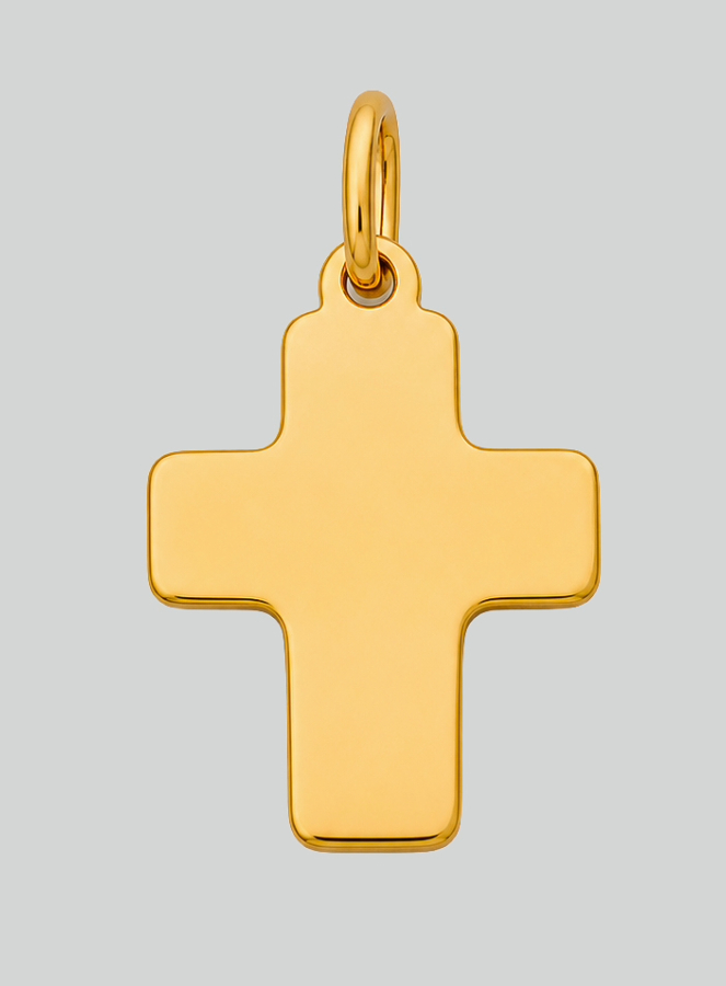 Ciondolo Croce Classica - 15mm - Oro Massiccio 18k (pic 3)