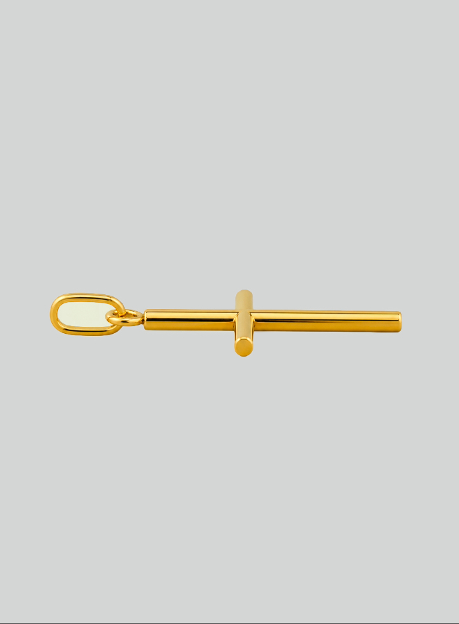 Ciondolo Croce Classica Filo Tondo - 22mm - Oro Massiccio 18k (pic 4)