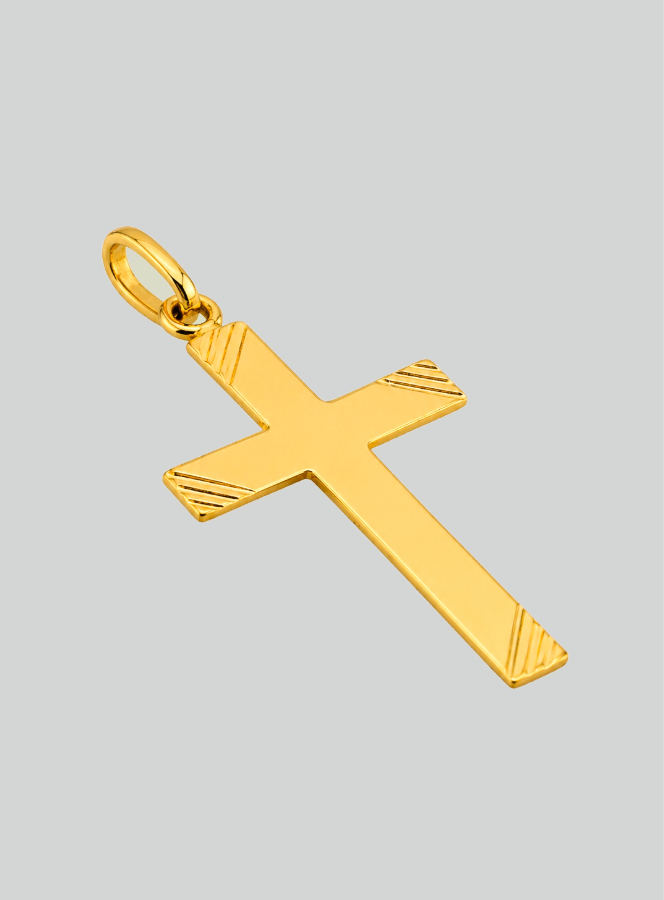 Ciondolo Croce Classica Diamentata - 22mm - Oro Massiccio 18k (pic 2)