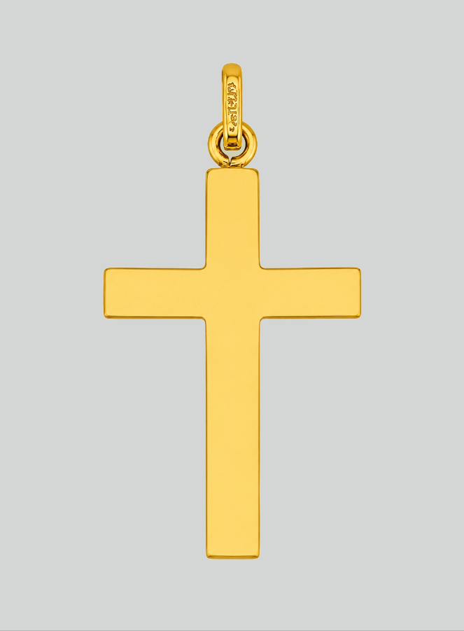Ciondolo Croce Classica Diamentata - 22mm - Oro Massiccio 18k (pic 3)